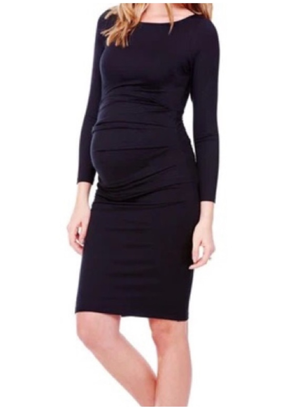Isabel Maternity black ruched bodycon dress size xs
